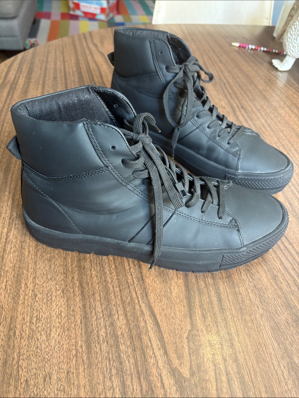 Zara Size 42 EU Size 9 US Black High Top Sneakers Boots